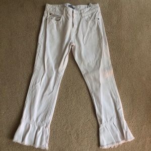 ZARA White ruffled jeans